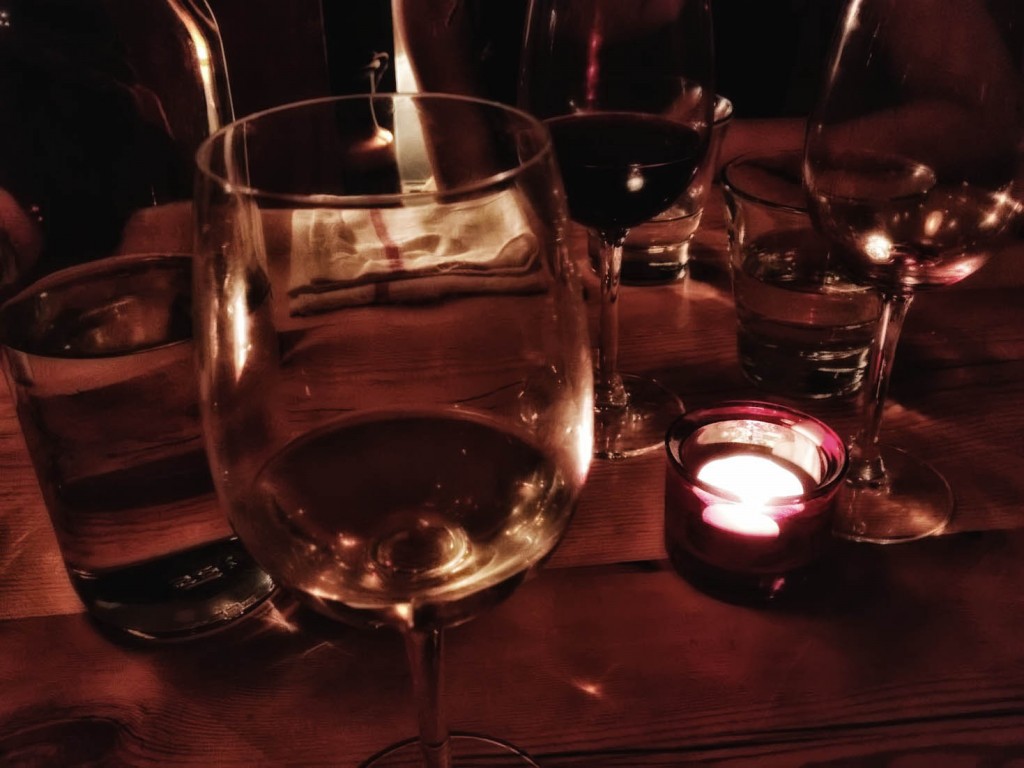 Disappearing Dining Club wines and candle