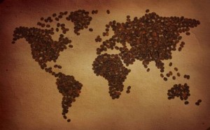 Coffee bean world map