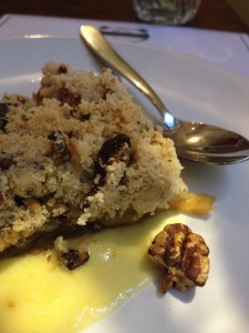 Apple and cardamom pork fat crumble