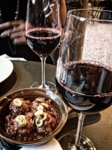 Red wine and Spanish meatballs at Iberica La Terraza