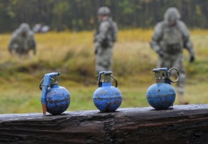 Three hand grenades