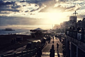 Brighton seafront at sunset